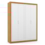 Dormitório Tutto New 4 Portas, Cômoda 4 Gavetas e Berço Freijó/Branco Soft com Capitonê e Colchão Supreme - Matic Móveis