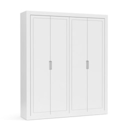 Dormitório Tutto New 4 Portas, Cômoda, Berço Branco Soft com Colchão e Mesinha - Matic Móveis  