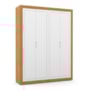 Dormitório Tutto New 4 Portas, Cômoda, Berço Freijó/Branco Soft com Colchão D18 e Mesinha - Matic Móveis