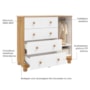 Dormitório Uli Guarda Roupa 4 Portas, Cômoda e Berço Branco Brilho/Amêndoa com Colchão Baby Physical - Móveis Peroba