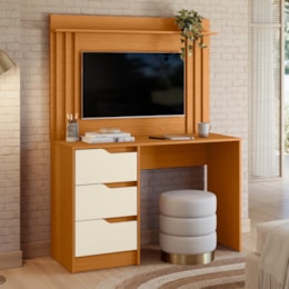 Escrivaninha com Painel Doble Cinamomo/Off White para TV até 42" - Móveis Albatroz Escrivaninha com Painel Doble Cinamomo/Off White para TV até 42" - Móveis Albatroz
