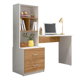 Escrivaninha Cristal Branco/Nature - Peternella Móveis Escrivaninha Cristal Branco/Nature - Peternella Móveis