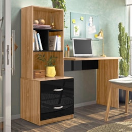 Escrivaninha Cristal Preto/Nature - Peternella Móveis Escrivaninha Cristal Preto/Nature - Peternella Móveis