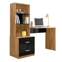 Escrivaninha Cristal Preto/Nature - Peternella Móveis Escrivaninha Cristal Preto/Nature - Peternella Móveis