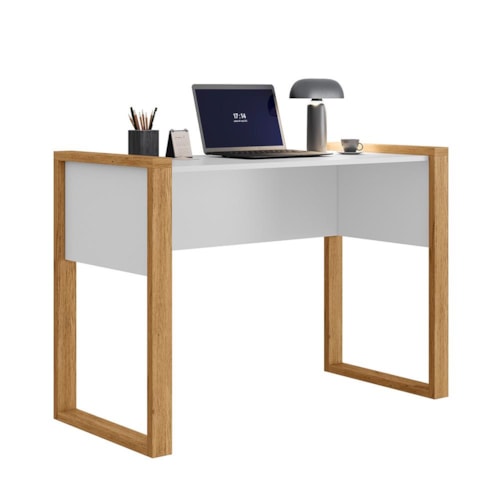 Escrivaninha Mesa para Computador Office 5030 Freijó/Branco Acetinado - Qmovi