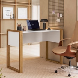 Escrivaninha Mesa para Computador Office 5030 Freijó/Branco Acetinado - Qmovi