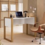 Escrivaninha Mesa para Computador Office 5030 Freijó/Branco Acetinado - Qmovi
