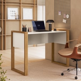 Escrivaninha Mesa para Computador Office 5030 Freijó/Off White Fosco - Qmovi