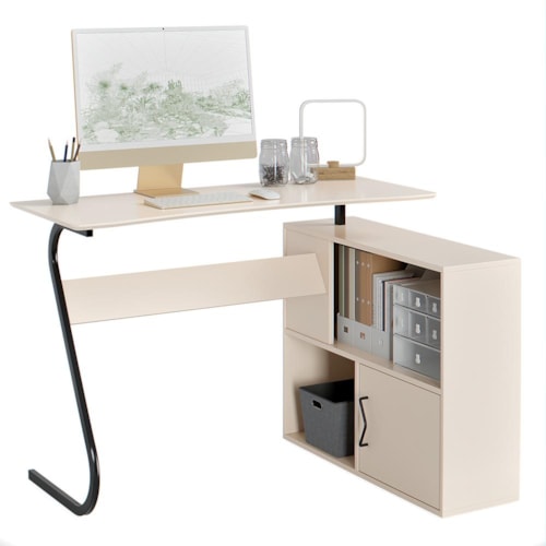 Escrivaninha Office em L Steel Off White – EJ Móveis