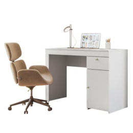 Escrivaninha Office Íris 1 Gaveta Branco Fosco - Mobler