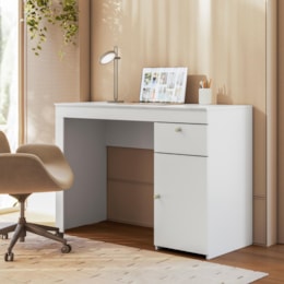 Escrivaninha Office Íris 1 Gaveta Branco Fosco - Mobler