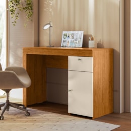 Escrivaninha Office Íris 1 Gaveta Canela/Off White - Mobler