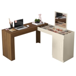 Escrivaninha Penteadeira Camarim de canto Star Freijó/Off White - Mobler  Escrivaninha Penteadeira Camarim de canto Star Freijó/Off White - Mobler