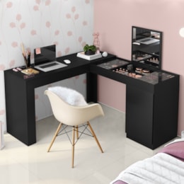 Escrivaninha Penteadeira Camarim de canto Star Preto - Mobler  Escrivaninha Penteadeira Camarim de canto Star Preto - Mobler