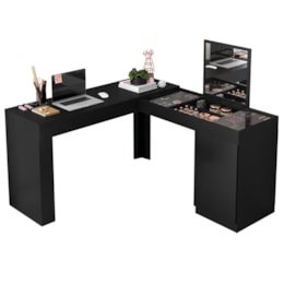 Escrivaninha Penteadeira Camarim de canto Star Preto - Mobler  Escrivaninha Penteadeira Camarim de canto Star Preto - Mobler