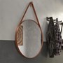 Espelho Decorativo Float com Alça de Couro Ecológico Marrom/Caramelo - PR Móveis  
