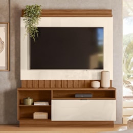 Estante Home Diamantina 150cm Amêndoa/Off White para TV até 60” - Mobler