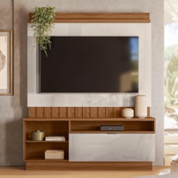 Estante Home Diamantina 150cm Amêndoa/Pérola Metalizado para TV até 60” - Mobler 