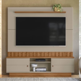 Estante Home Florianópolis 175cm Grigio Fosco/Amêndoa para TV até 70” - Mobler