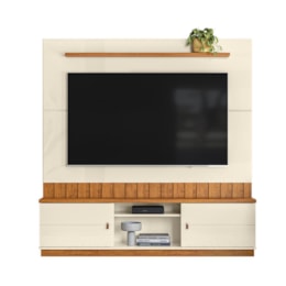 Estante Home Florianópolis 175cm Off White/Canela para TV até 70” - Mobler
