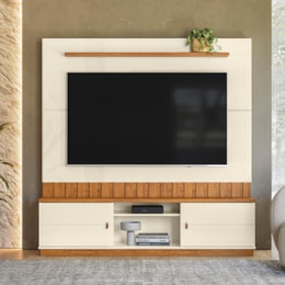Estante Home Florianópolis 175cm Off White/Canela para TV até 70” - Mobler