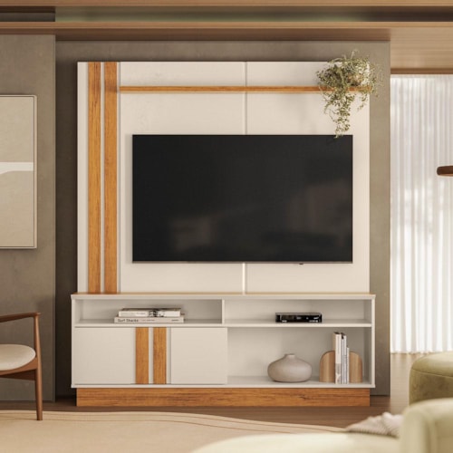 Estante Home Fortaleza Off White/Canela 160cm para TV até 60” - Mobler