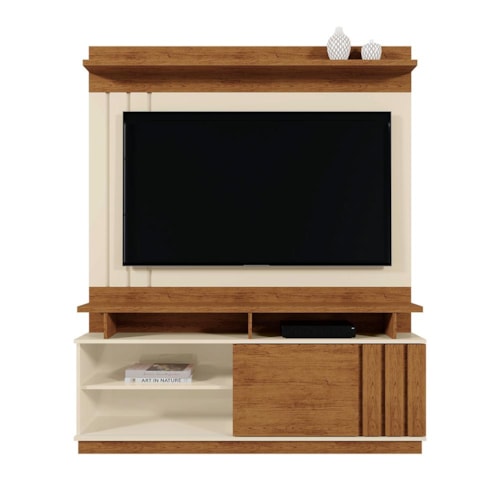 Estante Home Goiás 150cm Off White/Canela para TV até 55” - Mobler