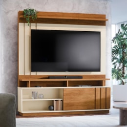 Estante Home Goiás 150cm Off White/Canela para TV até 55” - Mobler