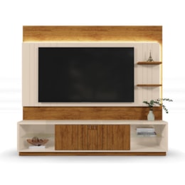 Estante Home Guaíba 200cm Off White/Canela para TV até 65” - Mobler