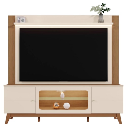 Estante Home Maceió Off White/Amêndoa para TV até 75” - Mobler