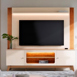 Estante Home Maceió Off White/Canela para TV até 75” - Mobler