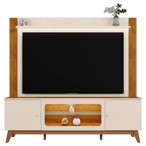 Estante Home Maceió Off White/Canela para TV até 75” - Mobler