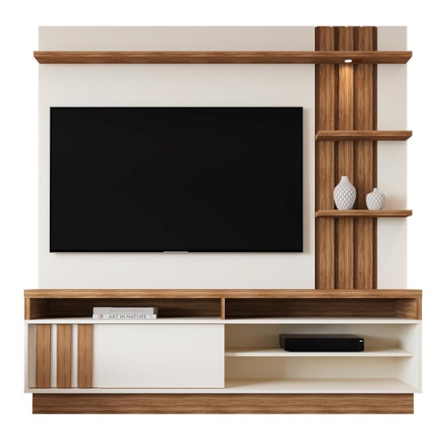 Estante Home Mariana Off White/Amêndoa 180cm para TV até 55” - Mobler