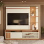 Estante Home Mariana Off White/Canela 180cm para TV até 55” - Mobler