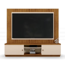 Estante Home Santos 201,2cm Off White/Canela para TV até 70” - Mobler