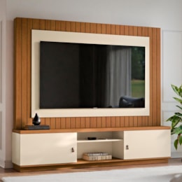 Estante Home Santos 201,2cm Off White/Canela para TV até 70” - Mobler