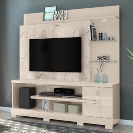 Estante Home Theater Alan Calacata/Off White para TV até 55” com Pés - Madetec Estante Home Theater Alan Calacata/Off White para TV até 55” com Pés - Madetec