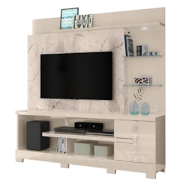 Estante Home Theater Alan Calacata/Off White para TV até 55” com Pés - Madetec Estante Home Theater Alan Calacata/Off White para TV até 55” com Pés - Madetec