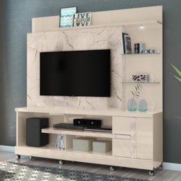 Estante Home Theater Alan Calacata/Off White para TV até 55” com Rodízios - Madetec Estante Home Theater Alan Calacata/Off White para TV até 55” com Rodízios - Madetec