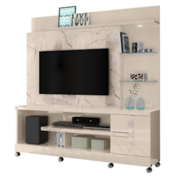 Estante Home Theater Alan Calacata/Off White para TV até 55” com Rodízios - Madetec Estante Home Theater Alan Calacata/Off White para TV até 55” com Rodízios - Madetec