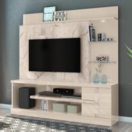 Estante Home Theater Alan Calacata/Off White para TV até 55” - Madetec Estante Home Theater Alan Calacata/Off White para TV até 55” - Madetec