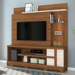 Estante Home Theater Alan Naturale/Off White para TV até 55” com Pés - Madetec Estante Home Theater Alan Naturale/Off White para TV até 55” com Pés - Madetec