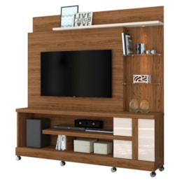 Estante Home Theater Alan Naturale/Off White para TV até 55” com Rodízios - Madetec Estante Home Theater Alan Naturale/Off White para TV até 55” com Rodízios - Madetec