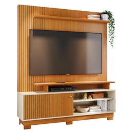 Estante Home Theater Ares Cinamomo/Off White para TV até 65” com Pés - Madetec