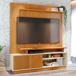 Estante Home Theater Ares Cinamomo/Off White para TV até 65” - Madetec