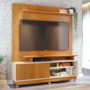 Estante Home Theater Ares Cinamomo/Off White para TV até 75” com Rodízios - Madetec