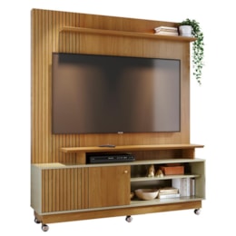 Estante Home Theater Ares Cumaru/Opala para TV até 75” com Rodízios - Madetec