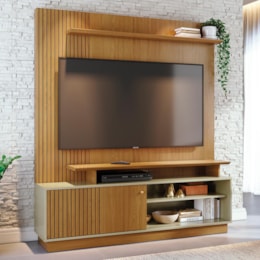 Estante Home Theater Ares Cumaru/Opala para TV até 75” - Madetec Estante Home Theater Ares Cumaru/Opala para TV até 75” - Madetec