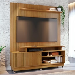 Estante Home Theater Ares Cumaru para TV até 65” com Rodízios - Madetec