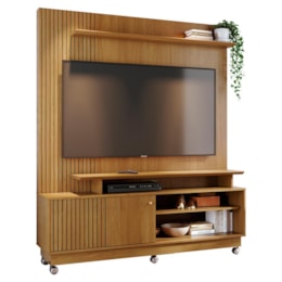 Estante Home Theater Ares Cumaru para TV até 65” com Rodízios - Madetec